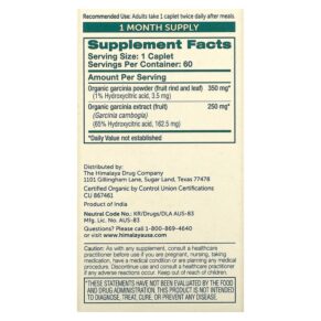 Thực phẩm bổ sung Himalaya Organic Garcinia 2.300 mg 60 Caplets 605069424011