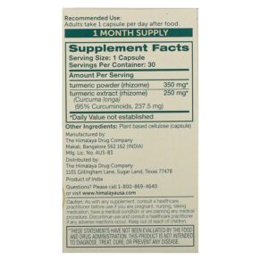 Thực phẩm bổ sung Himalaya Turmeric 95 with Curcumin 30 Vegetarian Capsules 605069432054