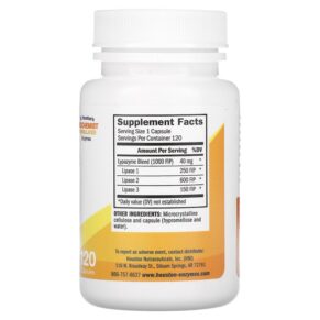 Thực phẩm bổ sung Houston Enzymes Lypazyme 120 Capsules 898631000427