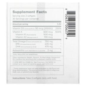 Thực phẩm bổ sung HVMN Kado Daily Omega-3 Healthkit 60 Softgels 850632006259