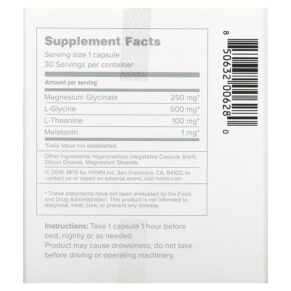 Thực phẩm bổ sung HVMN Yawn Rejuvenating Sleep Aid 30 Capsules 850632006280