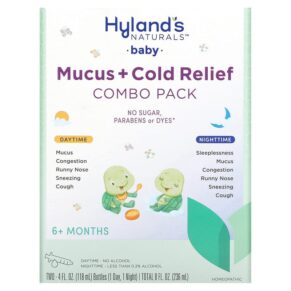 Thực phẩm chức năng Hyland's Baby Mucus + Cold Relief Combo Pack Daytime/Nighttime 6+ Months 2 Bottles 4 fl oz (118 ml) Each 354973337411