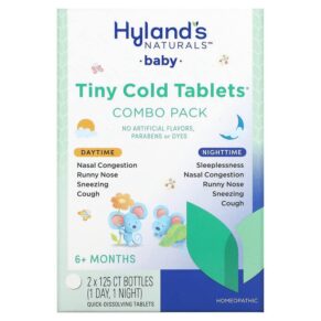 Thực phẩm chức năng Hyland's Baby Tiny Cold Tablets Combo Pack Daytime/Nighttime 6+ Months 2 Bottles 125 Quick-Dissolving Tablets Each 354973330726