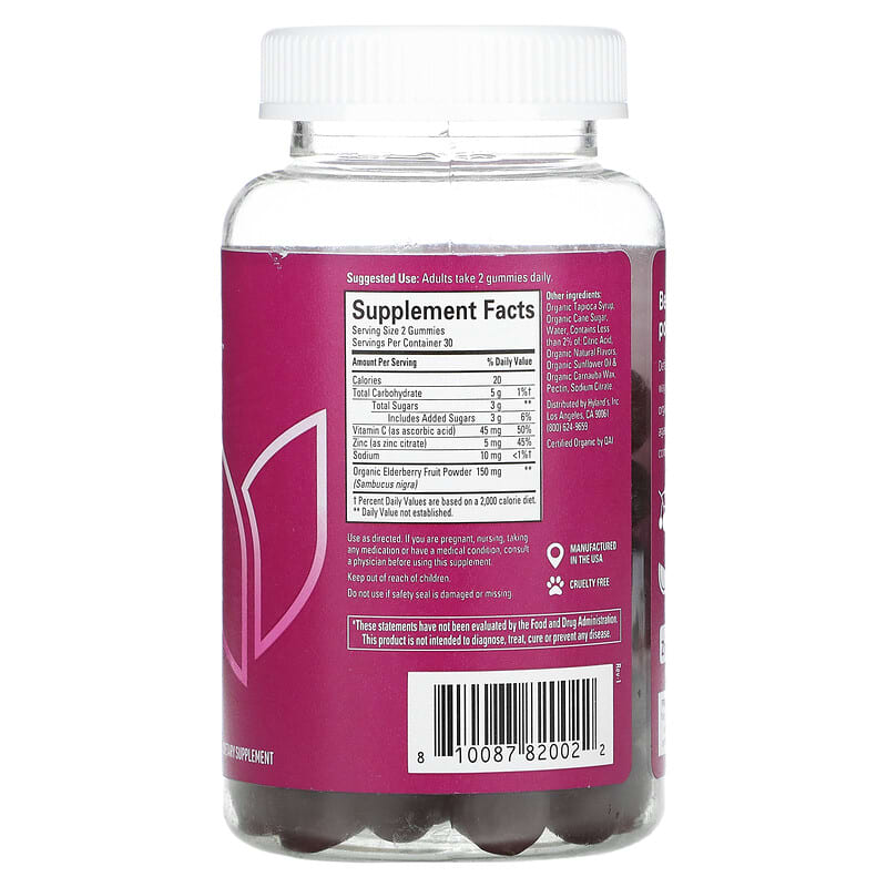 Hyland's Organic Elderberry Plus Gummies Natural Berry 60 Vegan Gummies 2 Thực phẩm bổ sung Hyland's Organic Elderberry Plus Gummies Natural Berry 60 Vegan Gummies 810087820022