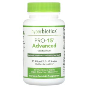 Thực phẩm chức năng Hyperbiotics PRO-15 Advanced with Kiwifruit 15 Billion CFU 30 Time-Release Tablets 9506000058542