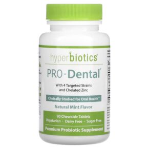 Thực phẩm chức năng Hyperbiotics PRO-Dental Natural Mint 90 Chewable Tablets 9506000113708