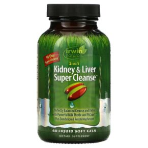 Thực phẩm chức năng Irwin Naturals 2 in 1 Kidney & Liver Super Cleanse 60 Liquid Soft-Gels 710363594572