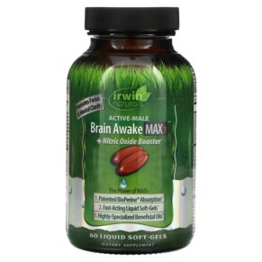 Thực phẩm chức năng Irwin Naturals Brain Awake Max 3 + Nitric Oxide Booster 60 Liquid Soft-Gels 840081402870
