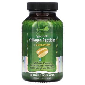 Thực phẩm chức năng Irwin Naturals Collagen Peptides + Astaxanthin Type I II & III 60 Liquid Soft-Gels 840081405918