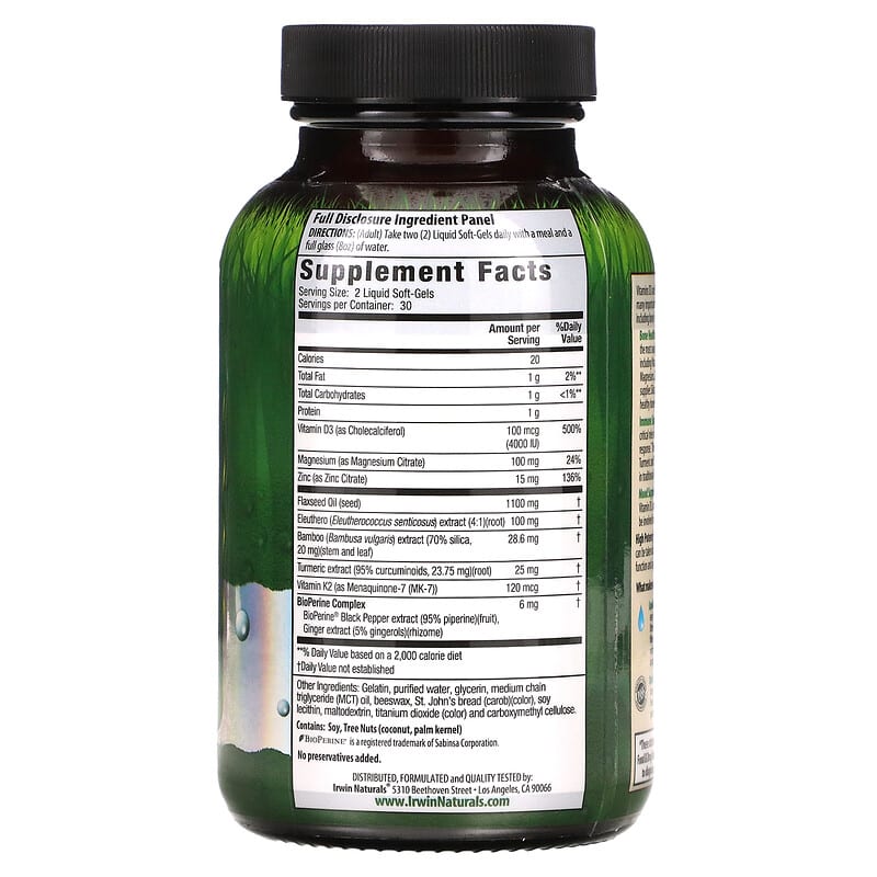 Irwin Naturals High Potency Mega D3 & K2 + Turmeric Extract 60 Liquid Soft-Gels 2 Thực phẩm bổ sung Irwin Naturals High Potency Mega D3 & K2 + Turmeric Extract 60 Liquid Soft-Gels 710363592011