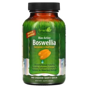 Thực phẩm chức năng Irwin Naturals Max-Active Boswellia Curcumin + BioPerine 90 Liquid Soft-Gels 840081404560