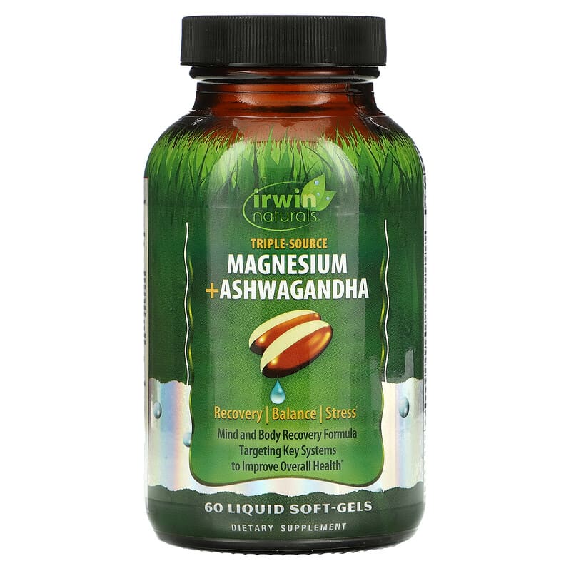 Irwin Naturals Triple Source Magnesium + Ashwagandha 60 Liquid Soft-Gels 8 Thực phẩm chức năng Irwin Naturals Triple Source Magnesium + Ashwagandha 60 Liquid Soft-Gels 840081404324