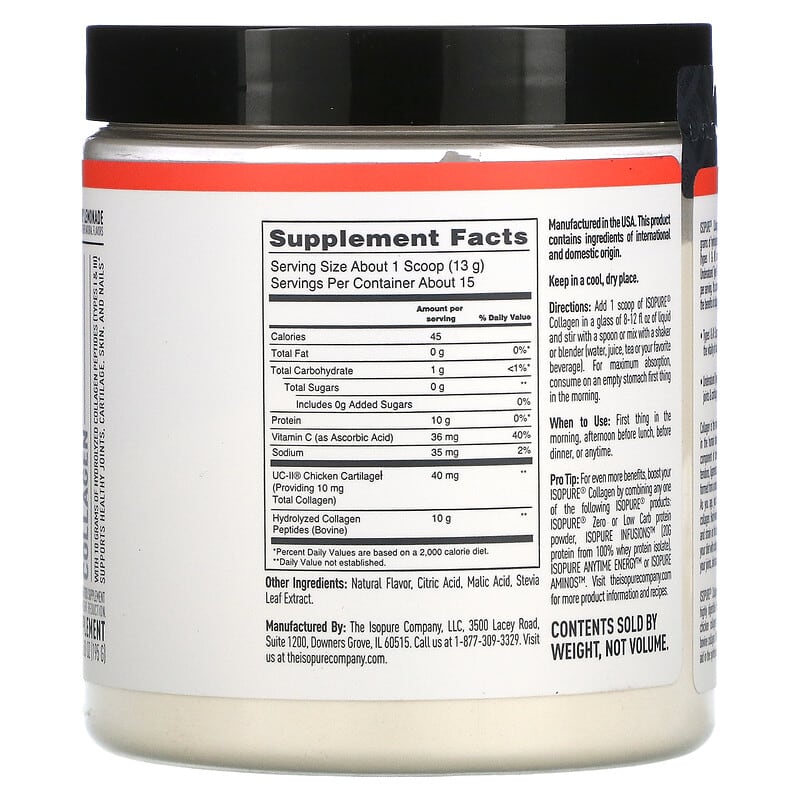Isopure Collagen Raspberry Lemonade 6.88 oz (195 g) 2 Thực phẩm bổ sung Isopure Collagen Raspberry Lemonade 6.88 oz (195 g) 089094025519