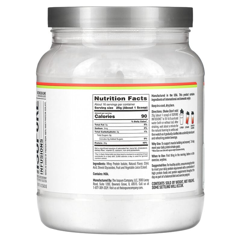 Isopure Infusions Protein Powder Watermelon Lime 14.1 oz (400 g) 2 Thực phẩm bổ sung Isopure Infusions Protein Powder Watermelon Lime 14.1 oz (400 g) 089094025700