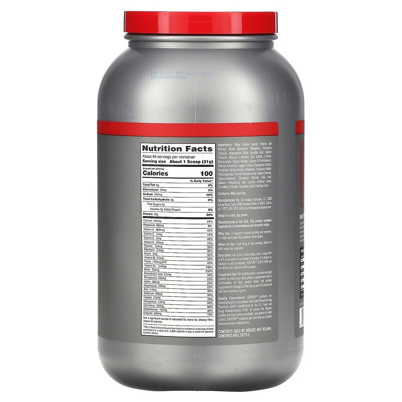 Isopure Zero Carb Protein Powder Strawberries & Cream 3 lb (1.36 kg) 2 Thực phẩm bổ sung Isopure Zero Carb Protein Powder Strawberries & Cream 3 lb (1.36 kg) 089094021191