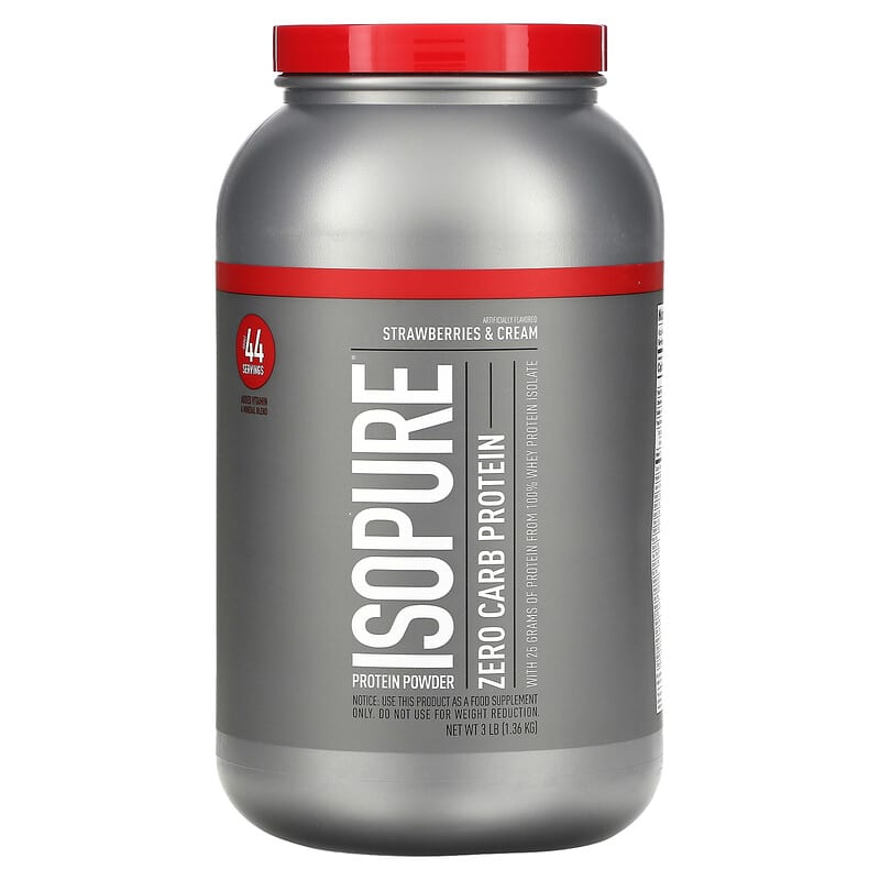 Isopure Zero Carb Protein Powder Strawberries & Cream 3 lb (1.36 kg) 8 Thực phẩm chức năng Isopure Zero Carb Protein Powder Strawberries & Cream 3 lb (1.36 kg) 089094021191