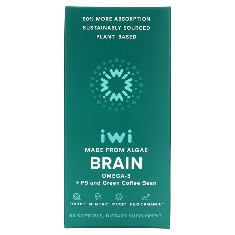 iWi Brain Omega-3 + PS and Green Coffee Bean 60 Softgels 8 Thực phẩm chức năng iWi Brain Omega-3 + PS and Green Coffee Bean 60 Softgels 818353020411