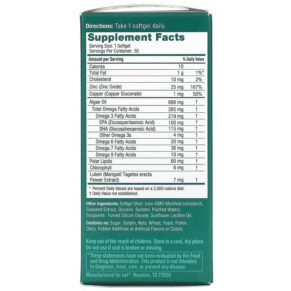 iWi Eye Omega-3 + Zinc Copper and Lutein 30 Softgels 3 Thực phẩm bổ sung iWi Eye Omega-3 + Zinc Copper and Lutein 30 Softgels 818353020442
