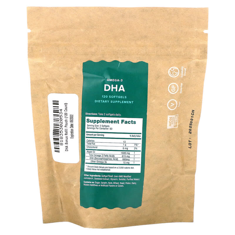 iWi Omega-3 Refill Pouch DHA 120 Softgels 2 Thực phẩm bổ sung iWi Omega-3 Refill Pouch DHA 120 Softgels 818353020534
