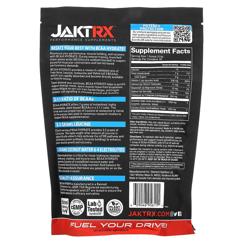 Jakt-RX BCAA Hydrate With Coconut Water & Electrolytes Cherry Limeade 12.7 oz (360) 2 Thực phẩm bổ sung Jakt-RX BCAA Hydrate With Coconut Water & Electrolytes Cherry Limeade 12.7 oz (360) 629046956111