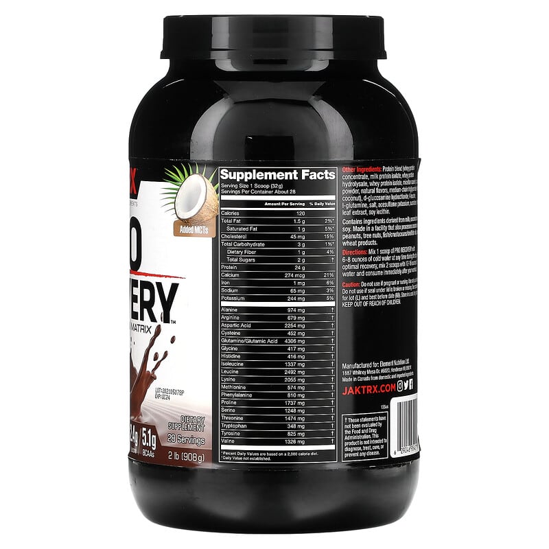 Jakt-RX Pro Recovery Premium Protein Matrix Chocolate Milkshake 2 lb (908 g) 2 Thực phẩm bổ sung Jakt-RX Pro Recovery Premium Protein Matrix Chocolate Milkshake 2 lb (908 g) 629046954018