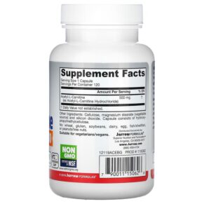 Thực phẩm bổ sung Jarrow Formulas Acetyl L-Carnitine 500 mg 120 Veggie Caps 790011150626