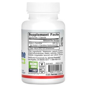 Thực phẩm bổ sung Jarrow Formulas Acetyl L-Carnitine 500 mg 60 Veggie Caps 790011150374