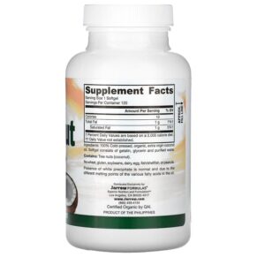 Thực phẩm bổ sung Jarrow Formulas Coconut Oil Extra Virgin 1.000 mg 120 Softgels 790011160472
