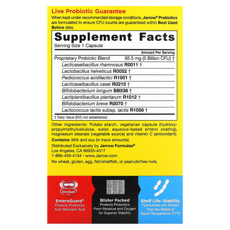 Jarrow Formulas Jarro-Dophilus EPS Digestive Probiotic 5 Billion CFU 30 Enteroguard Veggie Caps 2 Thực phẩm bổ sung Jarrow Formulas Jarro-Dophilus EPS Digestive Probiotic 5 Billion CFU 30 Enteroguard Veggie Caps 790011037071