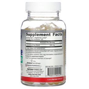 Thực phẩm bổ sung Jarrow Formulas L-Carnitine 500 500 mg 100 Veggie Licaps 790011020141