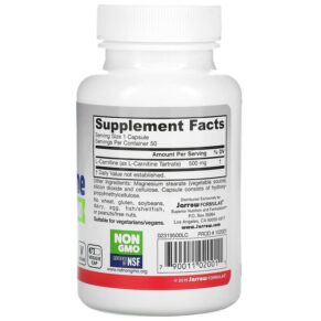 Thực phẩm bổ sung Jarrow Formulas L-Carnitine 500 500 mg 50 Veggie Caps 790011020011