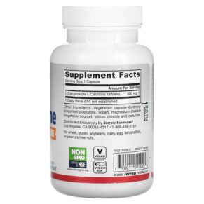 Thực phẩm bổ sung Jarrow Formulas L-Carnitine 500 mg 100 Veggie Caps 790011020028