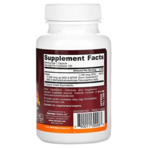 Thực phẩm bổ sung Jarrow Formulas Methyl Folate 1.000 mcg 100 Veggie Caps 790011300083