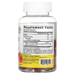 Thực phẩm bổ sung Jarrow Formulas Probiotic Duo Raspberry 3 Billion 50 Gummies 790011037156