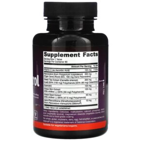 Thực phẩm bổ sung Jarrow Formulas Resveratrol Synergy 200 mg Total Resveratrol 60 Tablets 790011140832