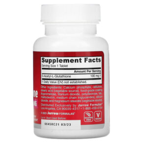 Thực phẩm bổ sung Jarrow Formulas S-Acetyl L-Glutathione 100 mg 60 Tablets 790011150695