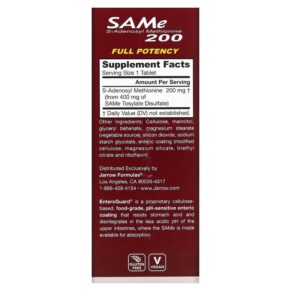 Thực phẩm bổ sung Jarrow Formulas SAMe 200 200 mg 60 Tablets 790011200161