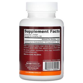 Thực phẩm bổ sung Jarrow Formulas Vitamin D3 Cholecalciferol 125 mcg (5.000 IU) 100 Softgels 790011300052