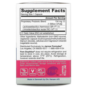 Thực phẩm bổ sung Jarrow Formulas Women's Fem Dophilus 30 Veggie Caps 790011030416
