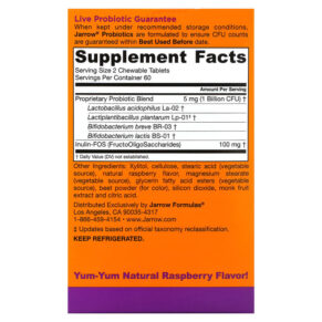 Jarrow Formulas Yum-Yum Dophilus Sugar-Free Natural Raspberry 120 Chewable Tablets 3 Thực phẩm bổ sung Jarrow Formulas Yum-Yum Dophilus Sugar-Free Natural Raspberry 120 Chewable Tablets 790011320050