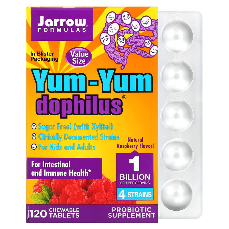 Jarrow Formulas Yum-Yum Dophilus Sugar-Free Natural Raspberry 120 Chewable Tablets 8 Thực phẩm chức năng Jarrow Formulas Yum-Yum Dophilus Sugar-Free Natural Raspberry 120 Chewable Tablets 790011320050