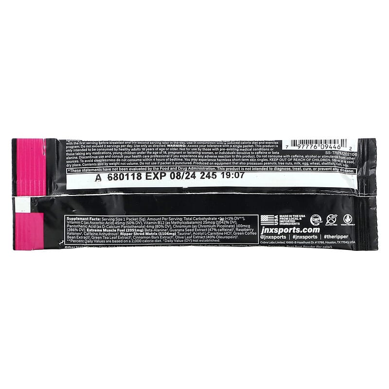JNX Sports The Ripper Fat Burner Pink Mango 1 Stick 0.18 oz (5 g) 2 Thực phẩm bổ sung JNX Sports The Ripper Fat Burner Pink Mango 1 Stick 0.18 oz (5 g) 797776094462