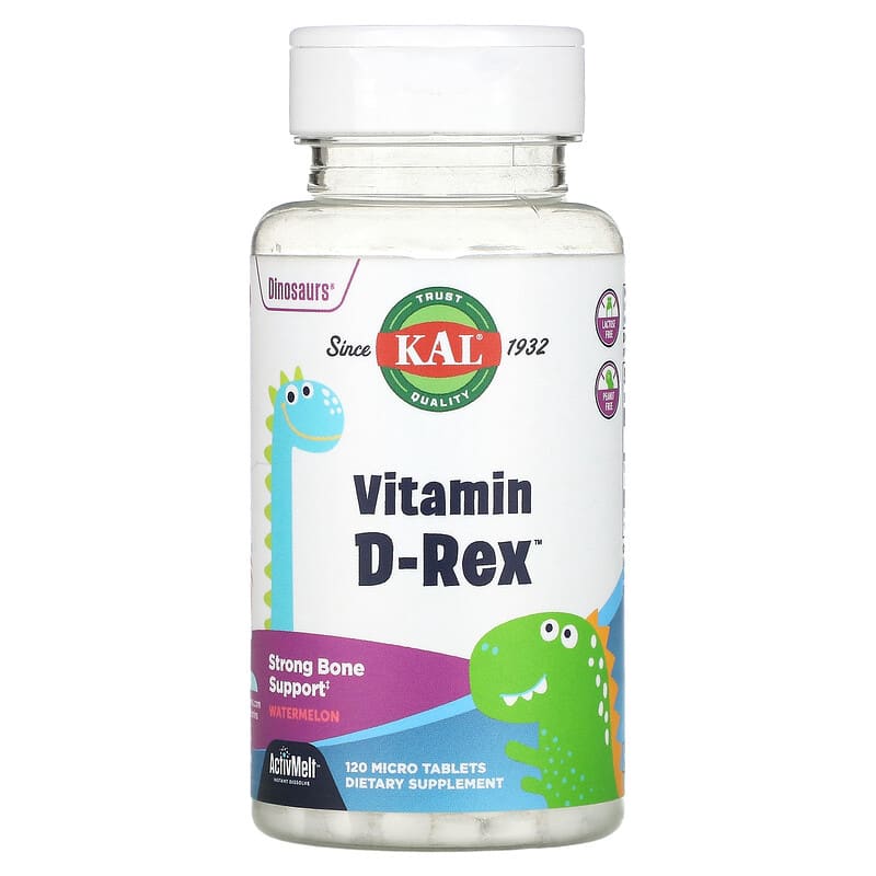 KAL Dinosaurs Vitamin D-Rex Watermelon 120 Micro Tablets 8 Thực phẩm chức năng KAL Dinosaurs Vitamin D-Rex Watermelon 120 Micro Tablets 021245607205