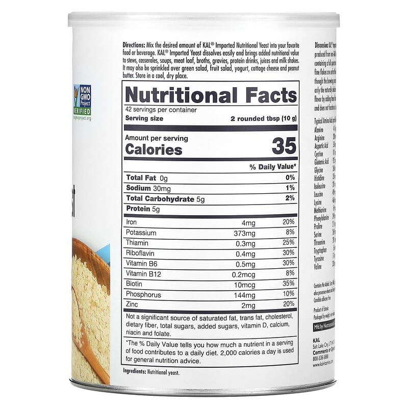 KAL Imported Nutritional Yeast Flakes 14.8 oz (420 g) 2 Thực phẩm bổ sung KAL Imported Nutritional Yeast Flakes 14.8 oz (420 g) 021245382867