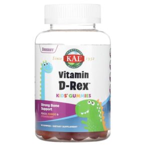 Thực phẩm chức năng KAL Kids Vitamin D-Rex Gummies Peach Mango & Strawberry 60 Gummies 021245581338