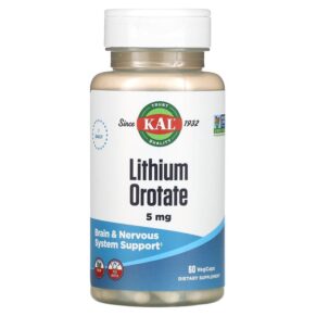Thực phẩm chức năng KAL Lithium Orotate 5 mg 60 VegCaps 021245380382
