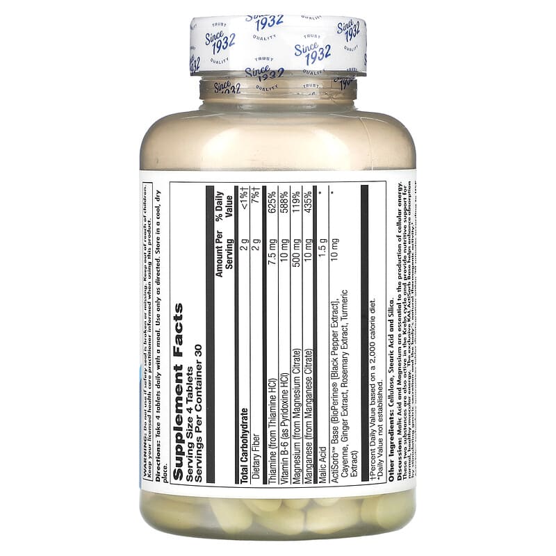 KAL Malic Acid with Magnesium 120 Tablets 2 Thực phẩm bổ sung KAL Malic Acid with Magnesium 120 Tablets 021245745907