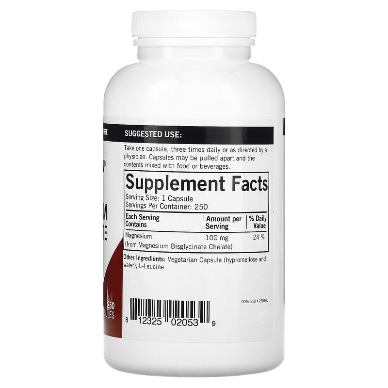 Kirkman Labs Magnesium Bisglycinate Chelate 100 mg 250 Capsules 2 Thực phẩm bổ sung Kirkman Labs Magnesium Bisglycinate Chelate 100 mg 250 Capsules 812325020539