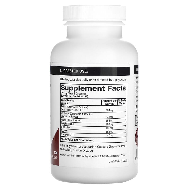 Kirkman Labs Mushroom Energy & Endurance 120 Capsules 2 Thực phẩm bổ sung Kirkman Labs Mushroom Energy & Endurance 120 Capsules 812325028474