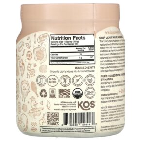 Thực phẩm bổ sung KOS Organic Lion's Mane Powder 12.84 oz (364 g) 850000503182
